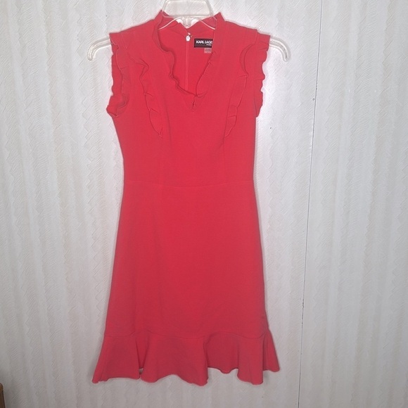 🆕 KARL LAGERFELD Paris Sleeveless Ruffle-Trim Dress size 2 - Picture 3 of 9